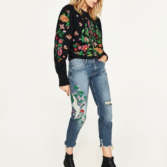 ZARA embroidered jeans (8)